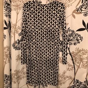 Michael Kors Black and White Long Sleeve Dress